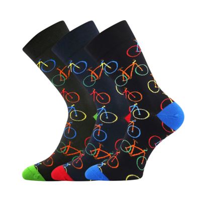 Ponožky unisex obrázkové DEBIKE s obrázkami farebných bicyklov (3 páry)