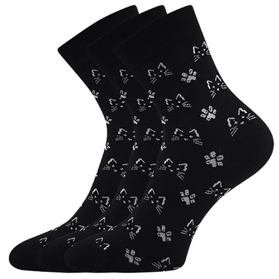 Ponožky spoločenské vtipné DEVIVE s obrázkami MAČIEK v čierne
