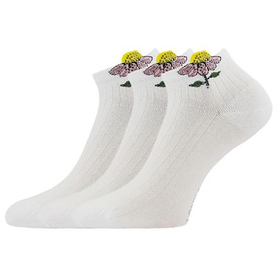 Ponožky dámske elegantné FLITANA 02 s kamienkami BIELE Lonka 127329 2