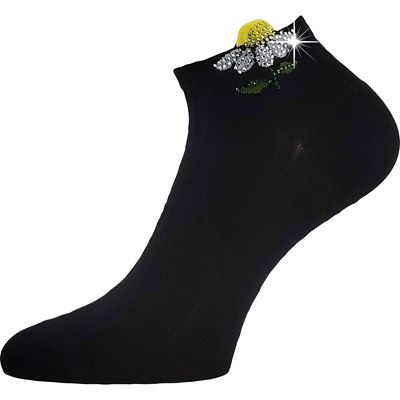 Ponožky dámske elegantné FLITANA 02 s kamienkami ČIERNE