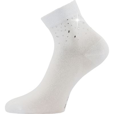Ponožky dámske elegantné FLITANA 03 s kamienkami BIELE