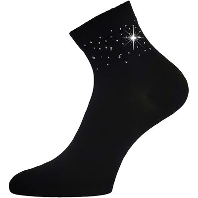 Ponožky dámske elegantné FLITANA 03 s kamienkami ČIERNE