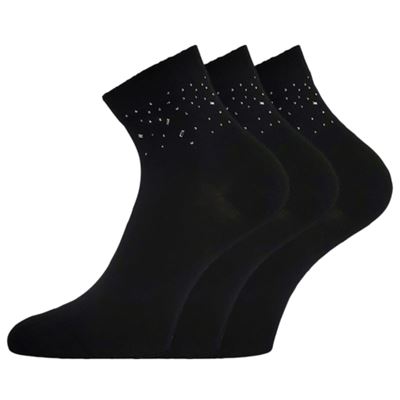 Ponožky dámske elegantné FLITANA 03 s kamienkami ČIERNE Lonka 127332 2
