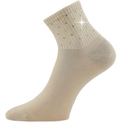 Ponožky dámske elegantné FLITANA 04 s kamienkami BÉŽOVÉ