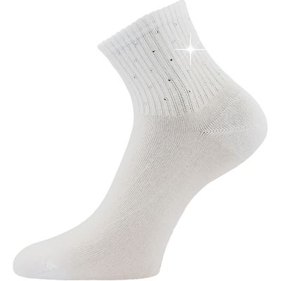 Ponožky dámske elegantné FLITANA 04 s kamienkami BIELE