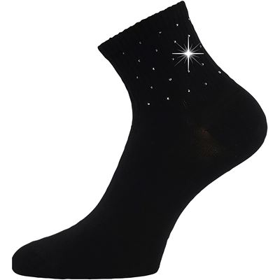 Ponožky dámske elegantné FLITANA 04 s kamienkami ČIERNE