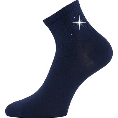 Ponožky dámske elegantné FLITANA 04 s kamienkami TMAVO MODRÉ