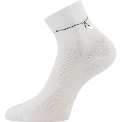 Ponožky dámske elegantné FLITANA 05 s kamienkami BIELE