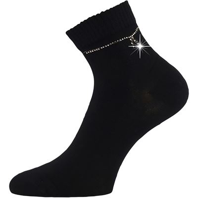 Ponožky dámske elegantné FLITANA 05 s kamienkami ČIERNE