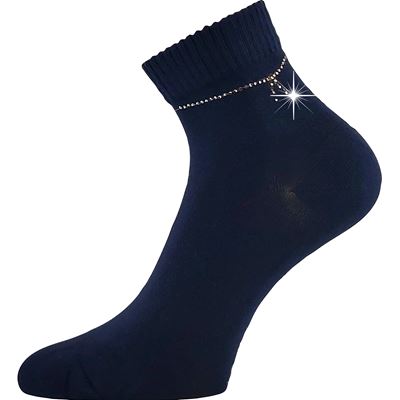 Ponožky dámske elegantné FLITANA 05 s kamienkami TMAVO MODRÉ