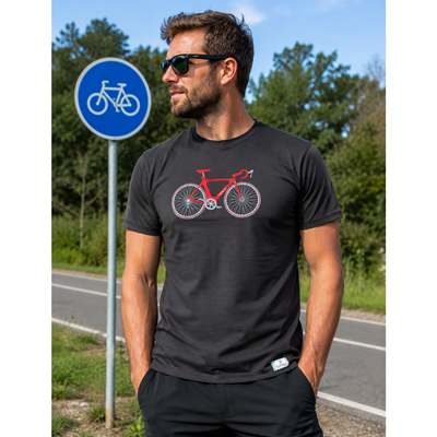 Tričko pánske bambusové FUZZY s obrázkom BIKE šedé