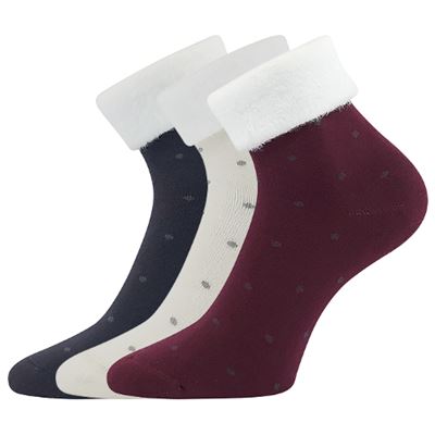 HERMIONA dámske froté ponožky s bodkami MIX (3 páry)