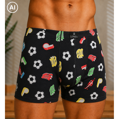 Boxerky pánske obrázkové KEVIN bavlnené FUTBAL