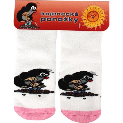 Ponožky dojčenské froté KRTOČEK obrázkové DIEVČENSKÉ (3 páry)