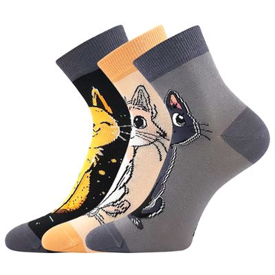 Ponožky dámske letné MICKA 01 s mačkami MIX A (3 páry)