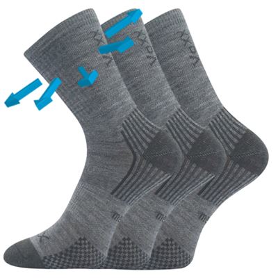 Ponožky detské slabé z merino OPTIMALIK s iónmi striebra SVETLO ŠEDÉ