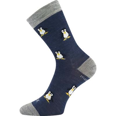 Ponožky detské slabé z merino PENGUINIK s iónmi striebra JEANS