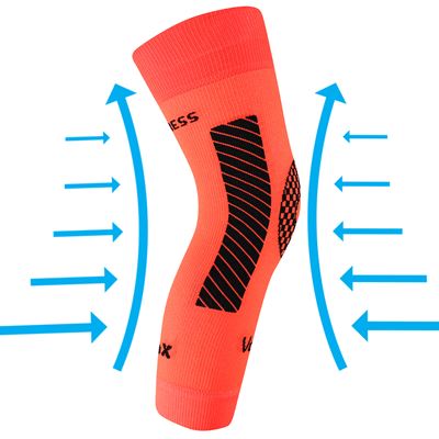 Návlek na koleno kompresný PROTECT s iónmi striebra NEON ORANŽOVÝ