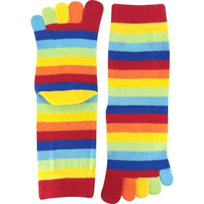 Ponožky prstové bavlnené PRSTAN 10 pruhované RAINBOW