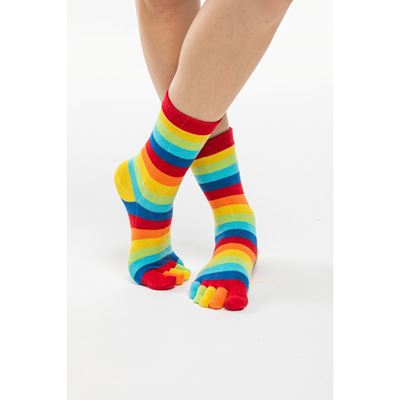Ponožky prstové bavlnené PRSTAN 10 pruhované RAINBOW