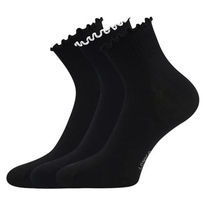 Dámske ponožky SOPHIA s ozdobným lemovaním MIX BLACK (3 páry)