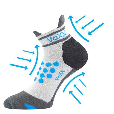 Ponožky kompresné športové SPRINTER nízke s iónmi striebra SVETLO ŠEDÉ S TMAVO TYRKYSOVOU