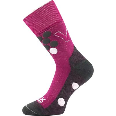 Ponožky dvojvrstvové s jemným lemom TAYRON z merino vlny s iónmi striebra FUXIA