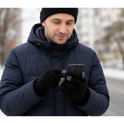 Rukavice unisex pletené TOUCH 01 na dotykový displej ČIERNE BOMA 123411 2